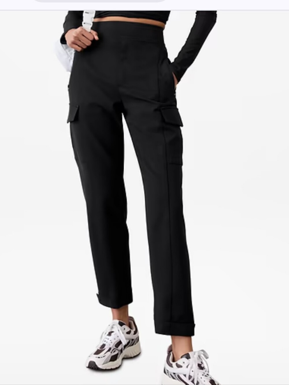 Athleta Endless High Rise Black Cargo Track Joggers Sz 16